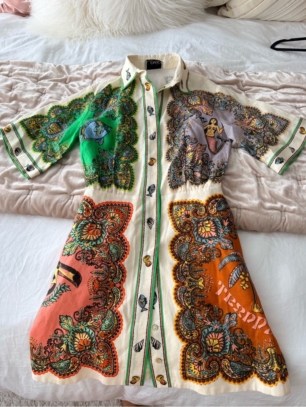 Alemais Multicolor Paisley Panel Shirt Midi Dress